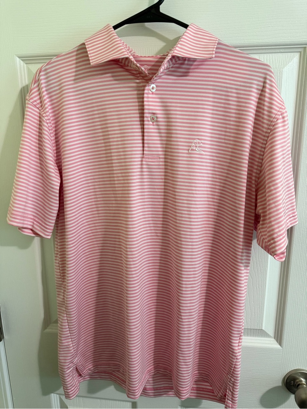 Rhoback Pink & White Striped Performance Polo